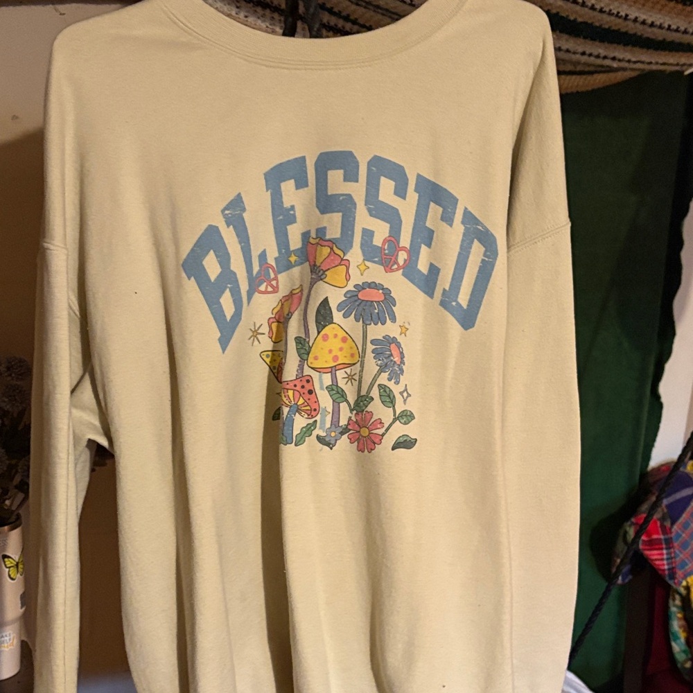 Yellow 'Blessed' Graphic Sweatshirt